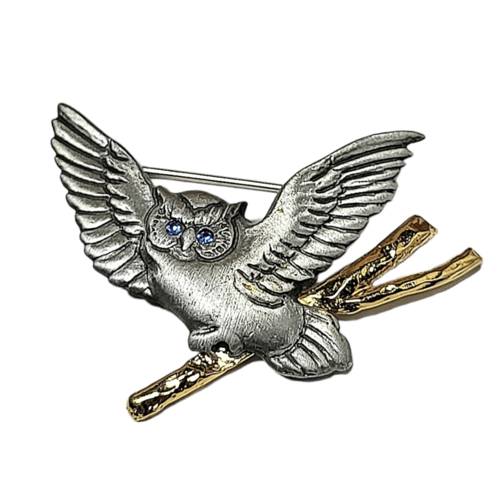 Pewter Owl Brooch - KASS Canada